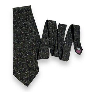 Vintage Geoffrey Beene Dark Green Maroon Geometric Pattern Men’s Tie 57” Classic